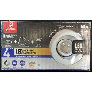 Globe (2-PK) Commercial Electric 4" LED Recessed Lighting Kit, Directional